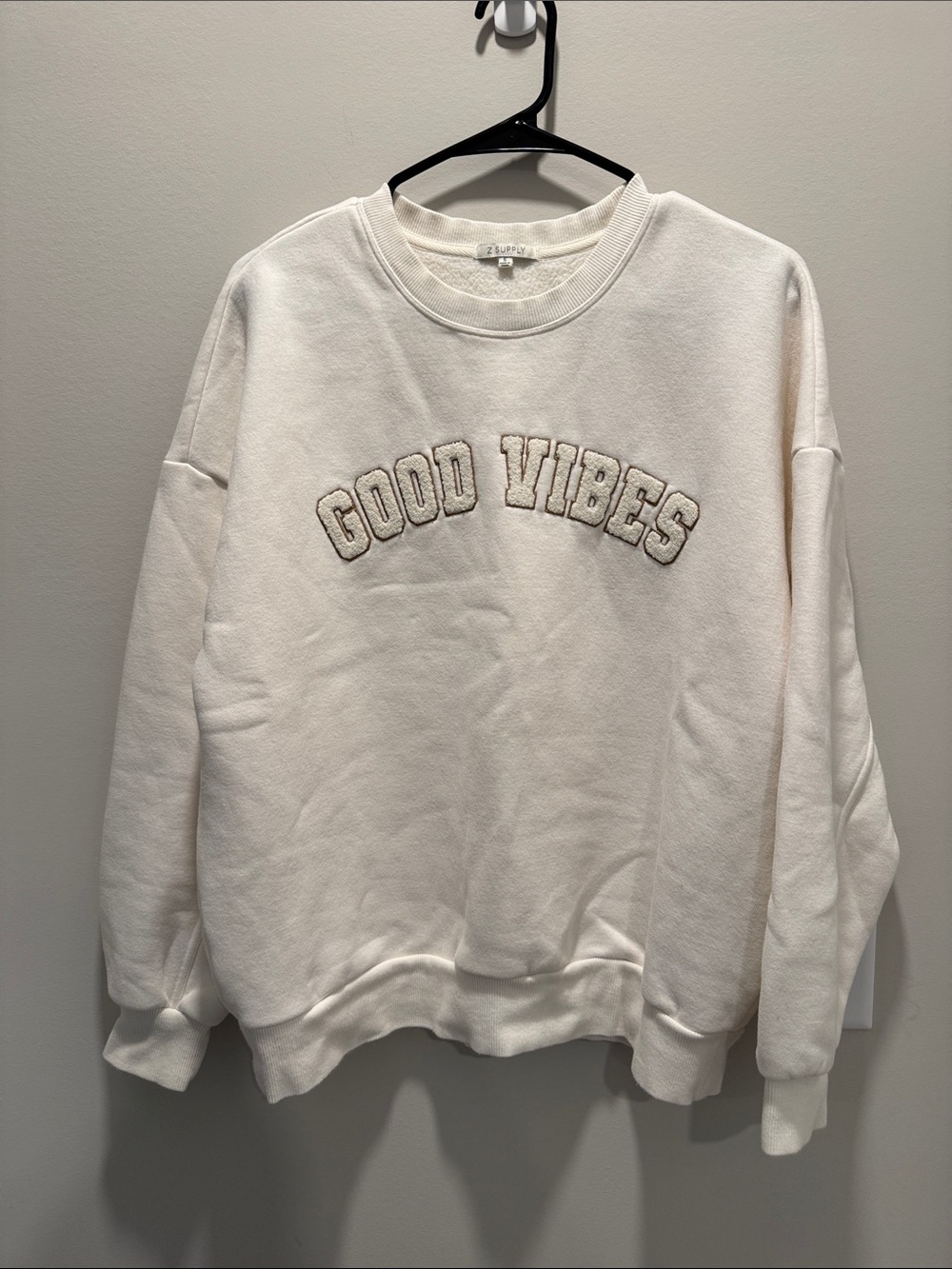 Z Supply Good Vibes Embroidered Crewneck - cream